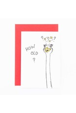 Studio Flash Wenskaart - Struisvogel, How old? - Letterpress kaart + Envelop