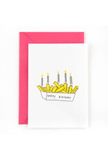 Studio Flash Wenskaart - Happy Birthday fries - Letterpress Kaart + Envelop