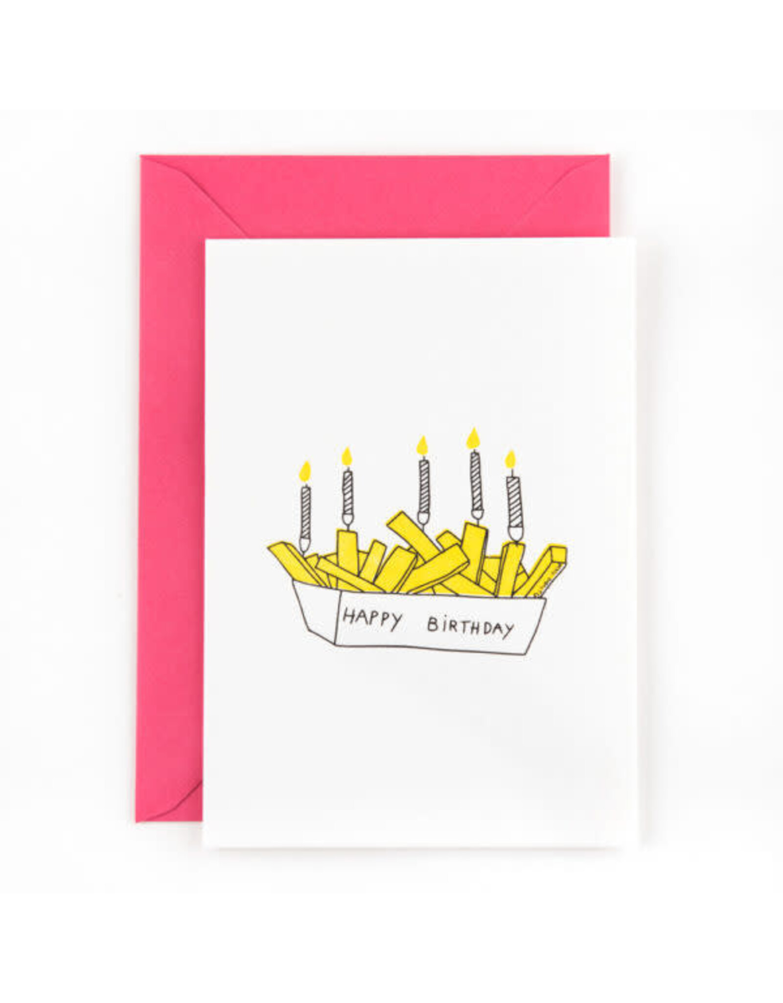 Studio Flash Wenskaart - Happy Birthday fries - Letterpress Kaart + Envelop
