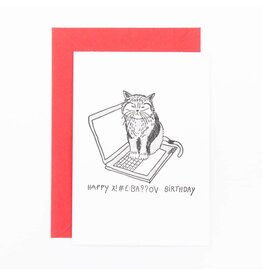Studio Flash Wenskaart - Laptop Cat - Letterpress kaart + Envelop