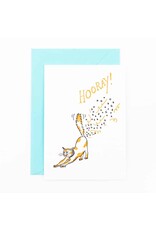 Studio Flash Wenskaart - Hooray confetti cat fart - Letterpress kaart + Envelop