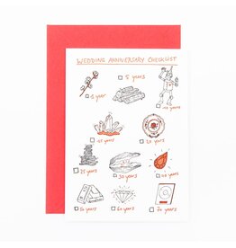 Studio Flash Wenskaart - Wedding anniversary checklist - Letterpress kaart + Envelop