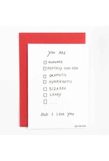 Studio Flash Wenskaart - You are... - Letterpress Kaart + Envelop