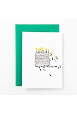 Studio Flash Wenskaart - Ant birthday cake - Letterpress Kaart + Envelop