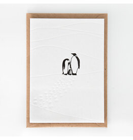 Studio Flash Wenskaart - Mountain Pinguïns  - Letterpress Kaart + Envelop