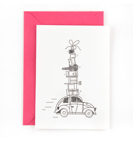 Studio Flash Wenskaart - On the move - Letterpress kaart + Envelop