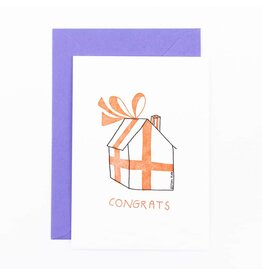 Studio Flash Wenskaart - Congrats, Wrapped house - Letterpress kaart + Envelop