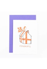 Studio Flash Wenskaart - Congrats, Wrapped house - Letterpress kaart + Envelop