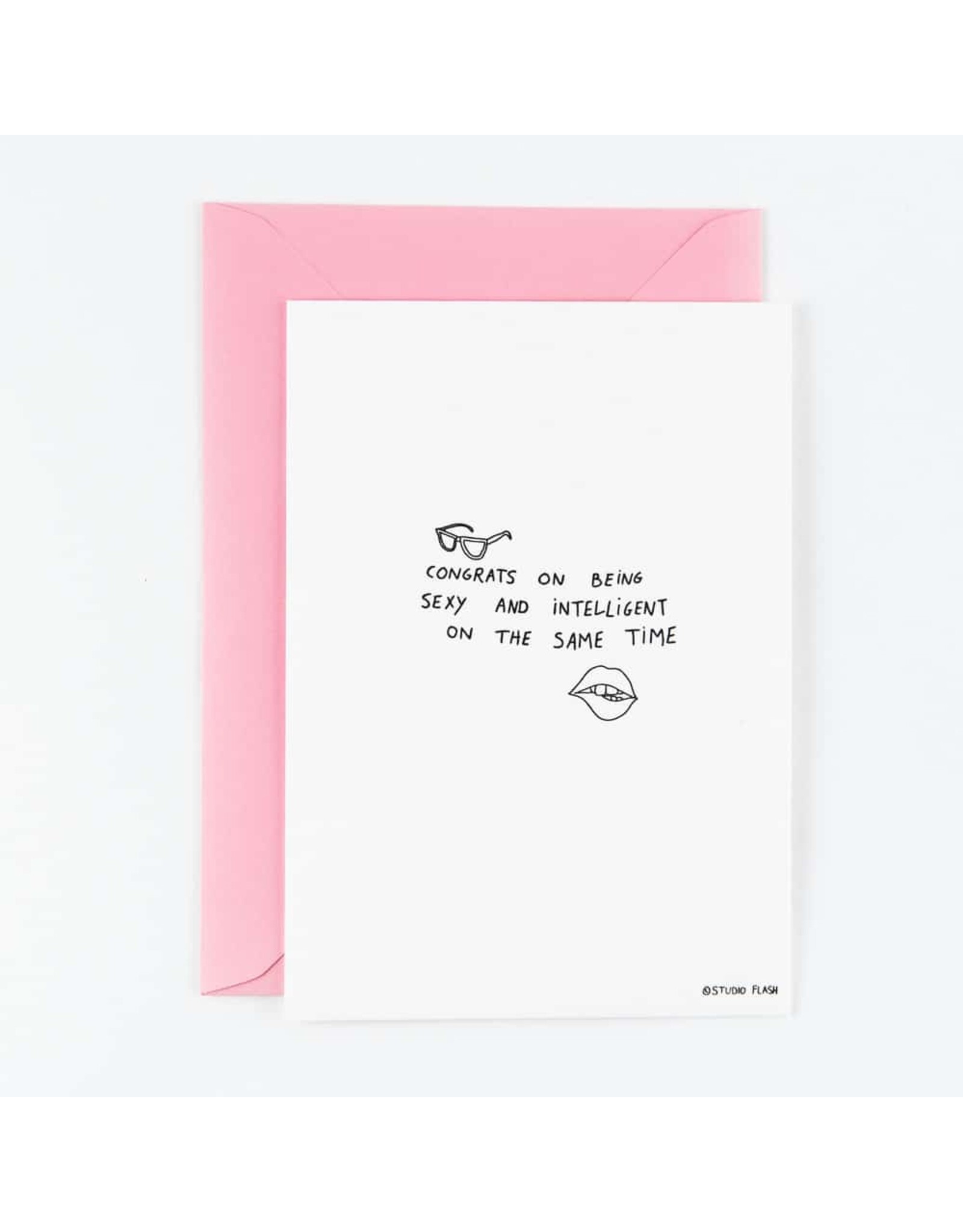 Studio Flash Wenskaart - Sexy and intelligent - Letterpress Kaart + Envelop