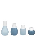 Raeder Plukselvaasjes Blauw - set v 4  - hoogte 4 - 8 cm