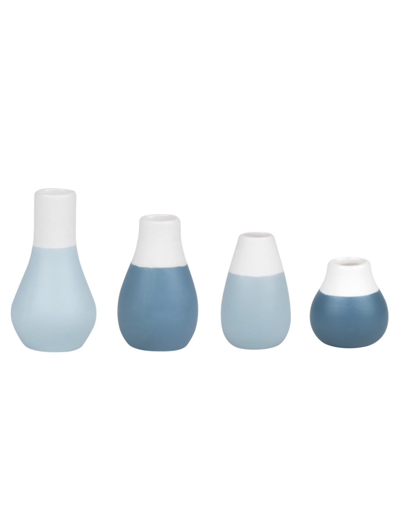 Raeder Plukselvaasjes Blauw - set v 4  - hoogte 4 - 8 cm