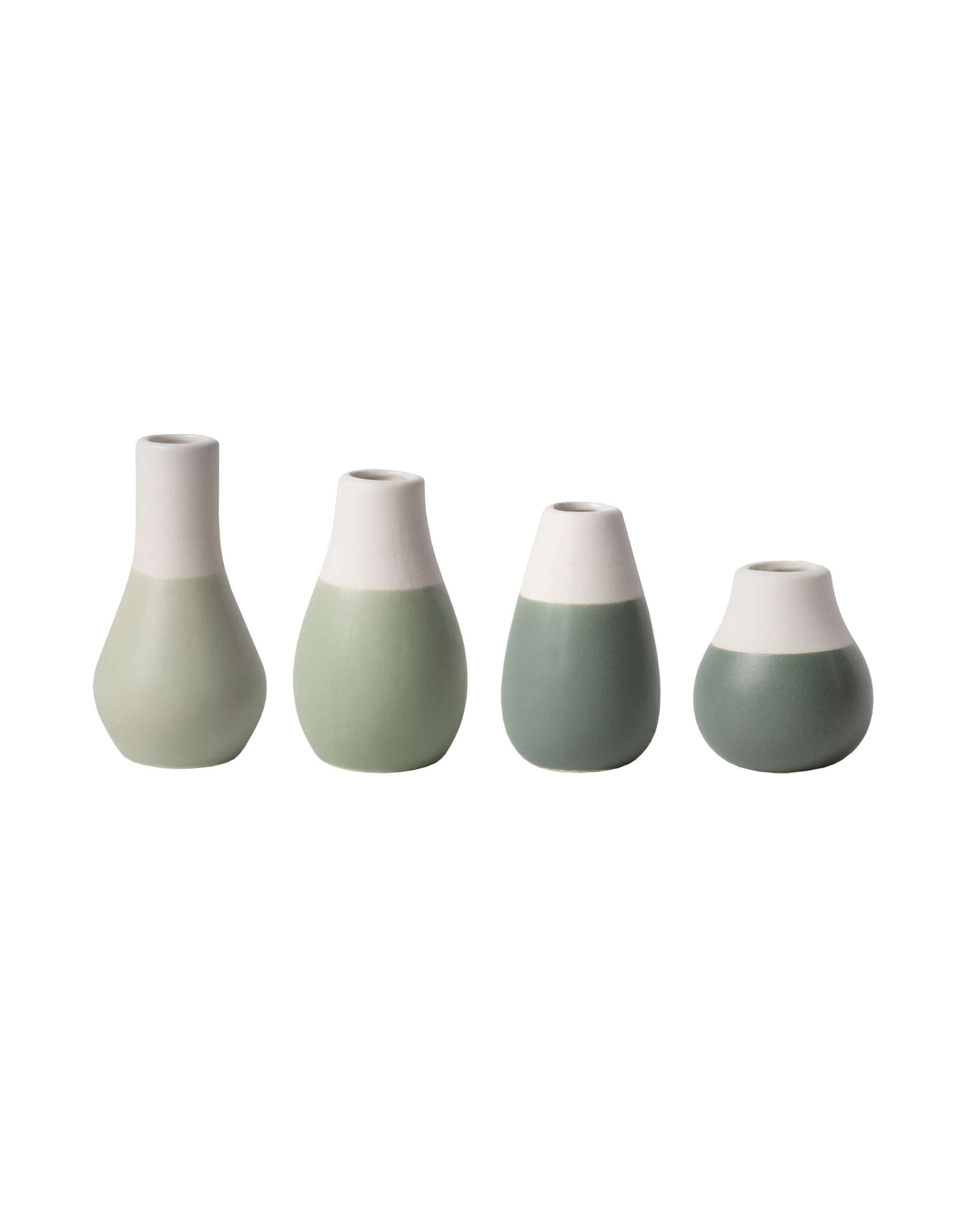 Raeder Plukselvaasjes Groen - Set v 4  - hoogte 4 - 8 cm