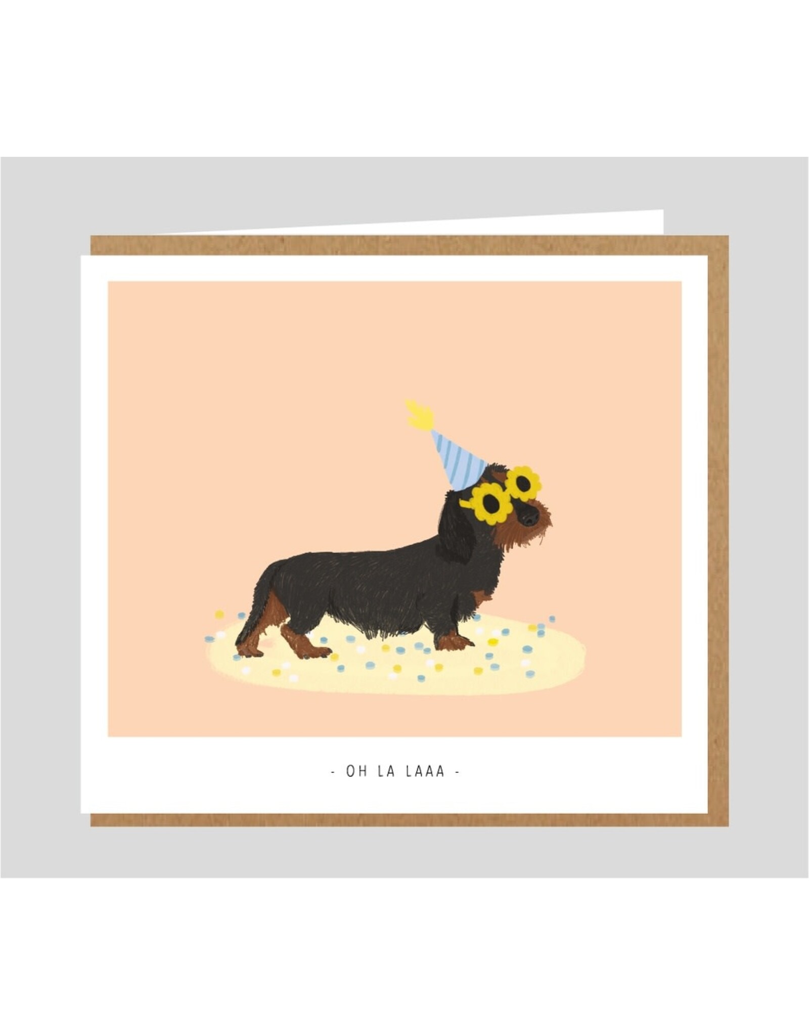 Studio Mie Wenskaart - Teckel, Ohlalaaaa - 12,5 x 14 cm