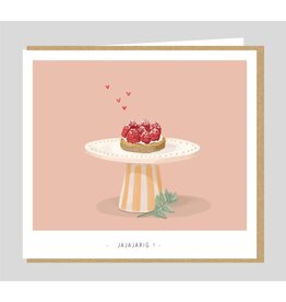 Studio Mie Wenskaart - Taartje, Jajajarig - 12,5 x 14 cm