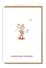 Studio Lin Wenskaart - Olifantastische verjaardag - Dubbele kaart + Envelop