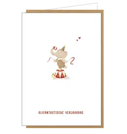 Studio Lin Wenskaart - Olifantastische verjaardag - Dubbele kaart + Envelop