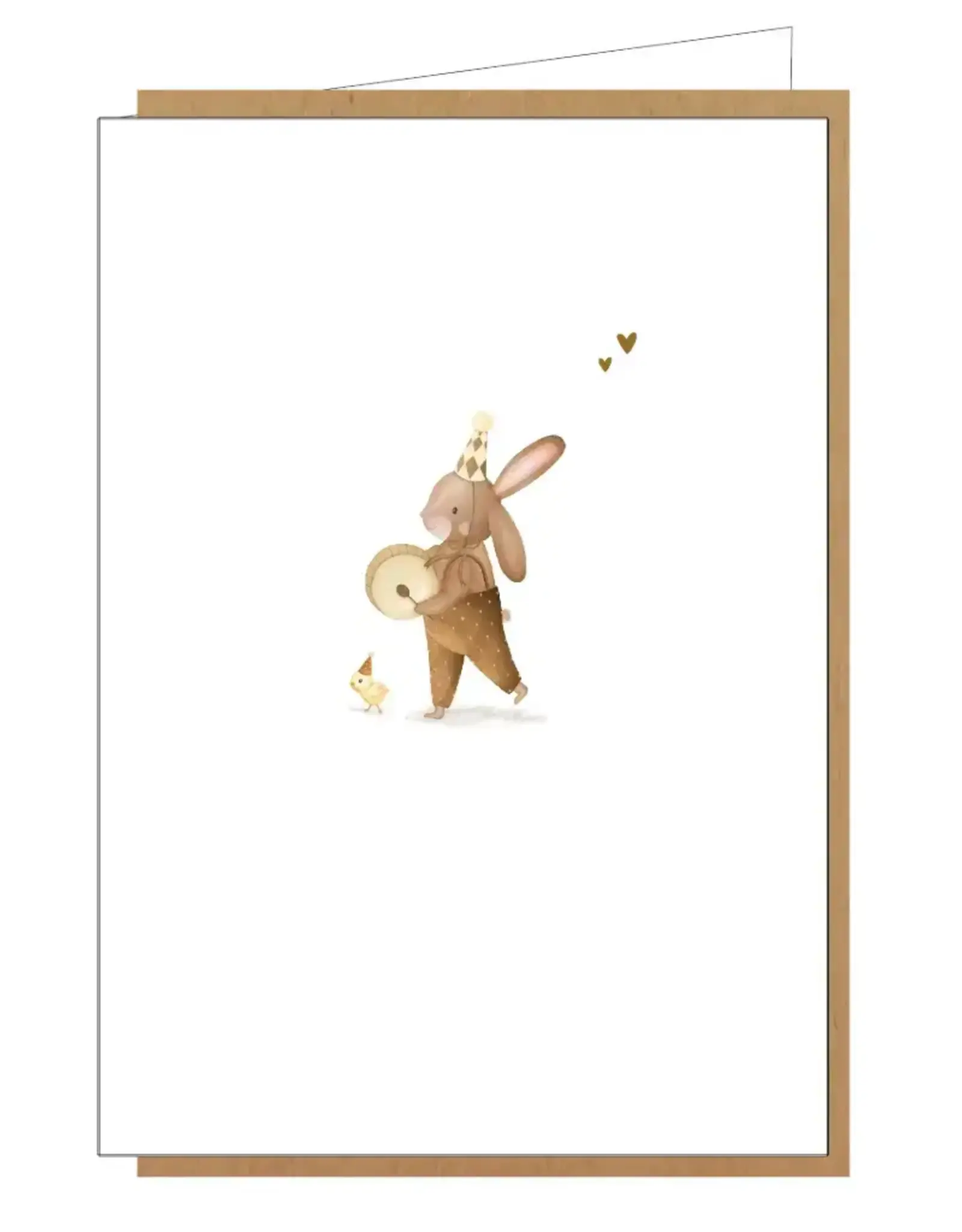 Studio Lin Wenskaart - Konijntje & Kuikentje - Dubbele kaart + Envelop