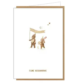 Studio Lin Wenskaart - Fijne verjaardag - Dubbele kaart + Envelop