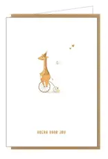 Studio Lin Wenskaart - Giraf, Hoera voor jou - Dubbele kaart + Envelop