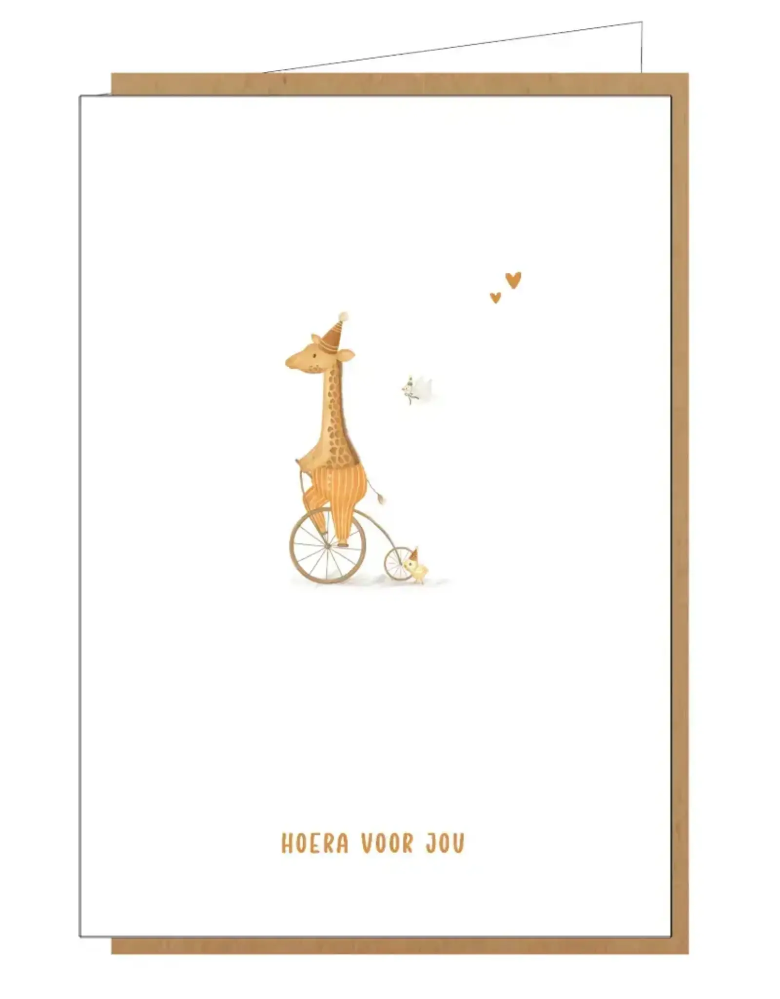 Studio Lin Wenskaart - Giraf, Hoera voor jou - Dubbele kaart + Envelop
