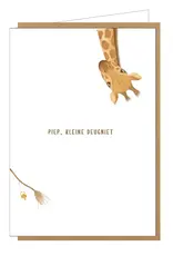 Studio Lin Wenskaart - Giraf, Piep kleine deugniet - Dubbele kaart + Envelop