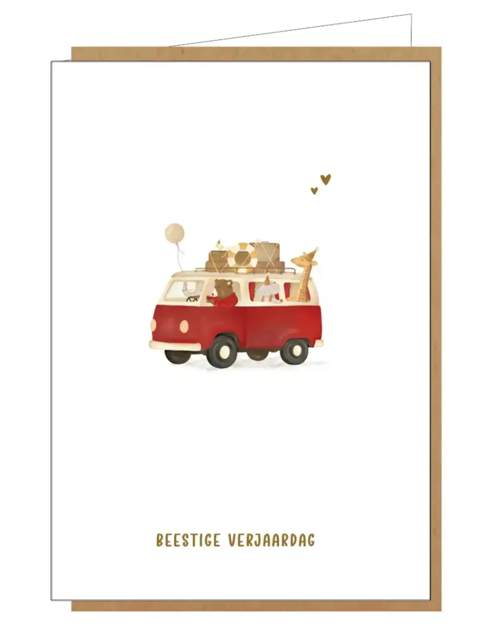 Studio Lin Wenskaart - Beestige verjaardag - Dubbele kaart + Envelop