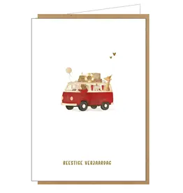 Studio Lin Wenskaart - Beestige verjaardag - Dubbele kaart + Envelop