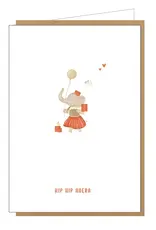 Studio Lin Wenskaart - Olifantje, Hip hip hoera - Dubbele kaart + Envelop