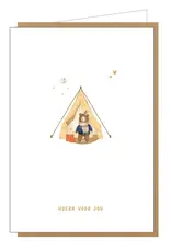 Studio Lin Wenskaart - Beertje, Hoera voor jou - Dubbele kaart + Envelop