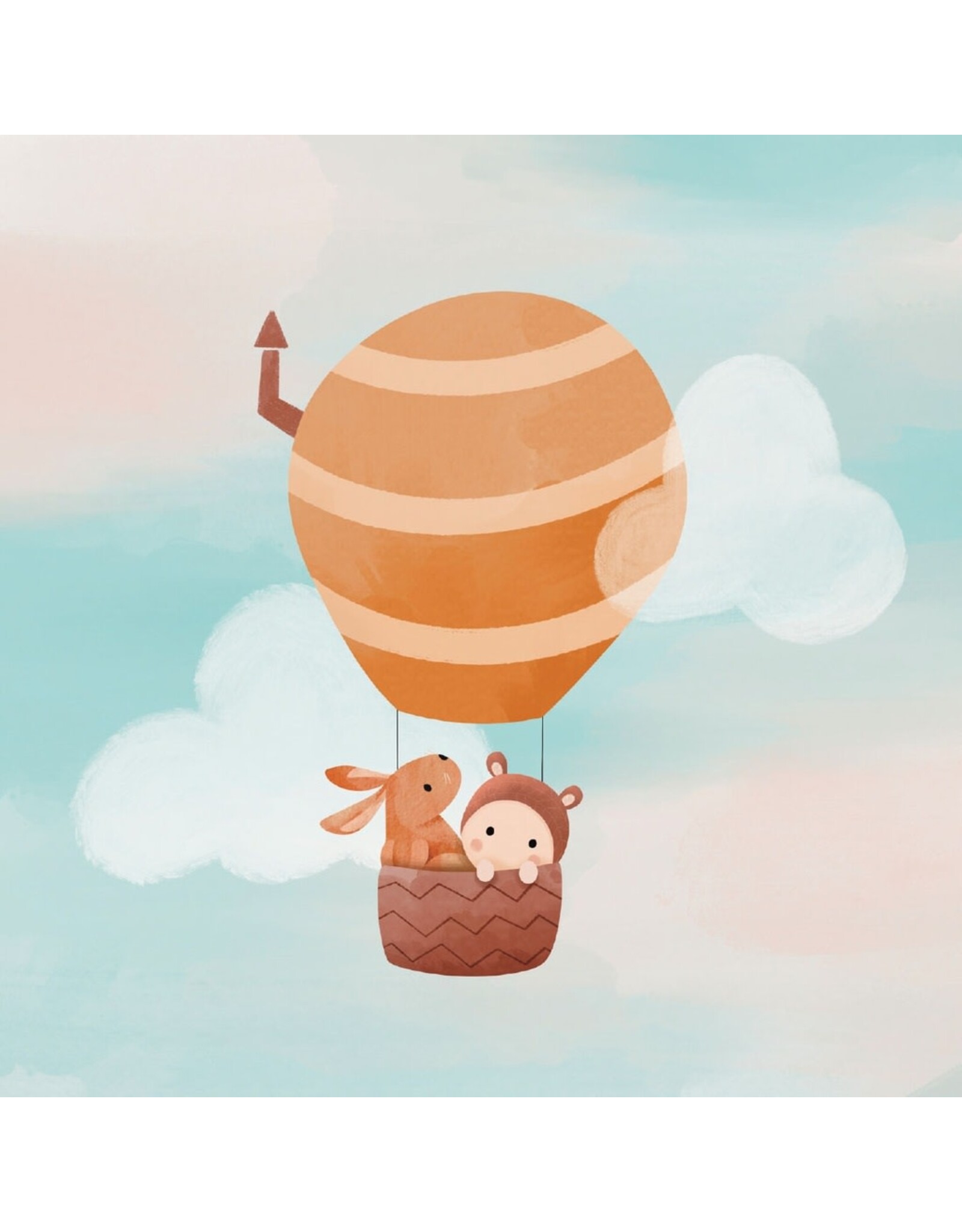 Studio Noorderlicht Wenskaart - Luchtballon - Dubbele kaart + Envelop