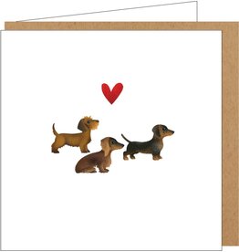 Yon Wenskaart - Drie Teckels - Dubbele kaart + Envelop