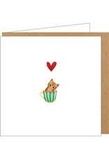 Yon Wenskaart - Katje in een Mok - Dubbele kaart + Envelop