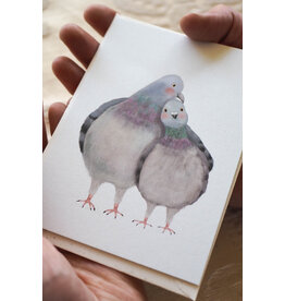 getekenddoorzusje Wenskaart - Tortelduifjes - Postkaart + Envelop