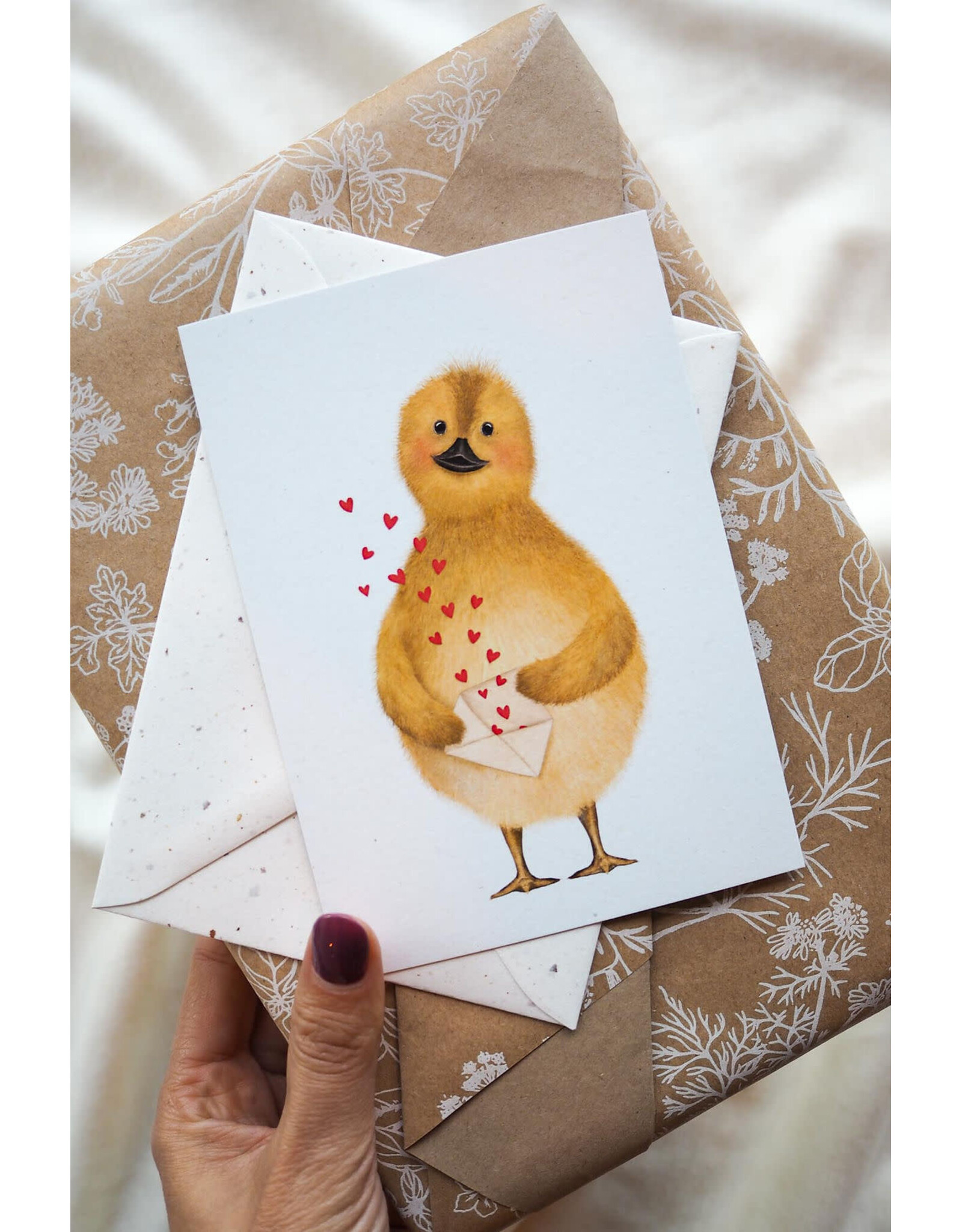 getekenddoorzusje Wenskaart - Kuikentje, Lief berichtje - Postkaart + Envelop