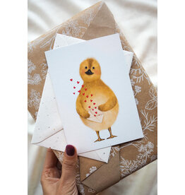 getekenddoorzusje Wenskaart - Kuikentje, Lief berichtje - Postkaart + Envelop