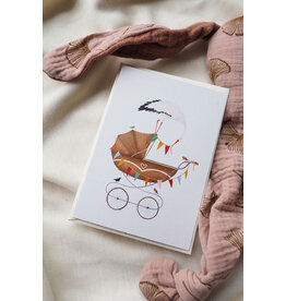 getekenddoorzusje Wenskaart - Kinderwagen, Welkom lief kleintje - Postkaart + Envelop
