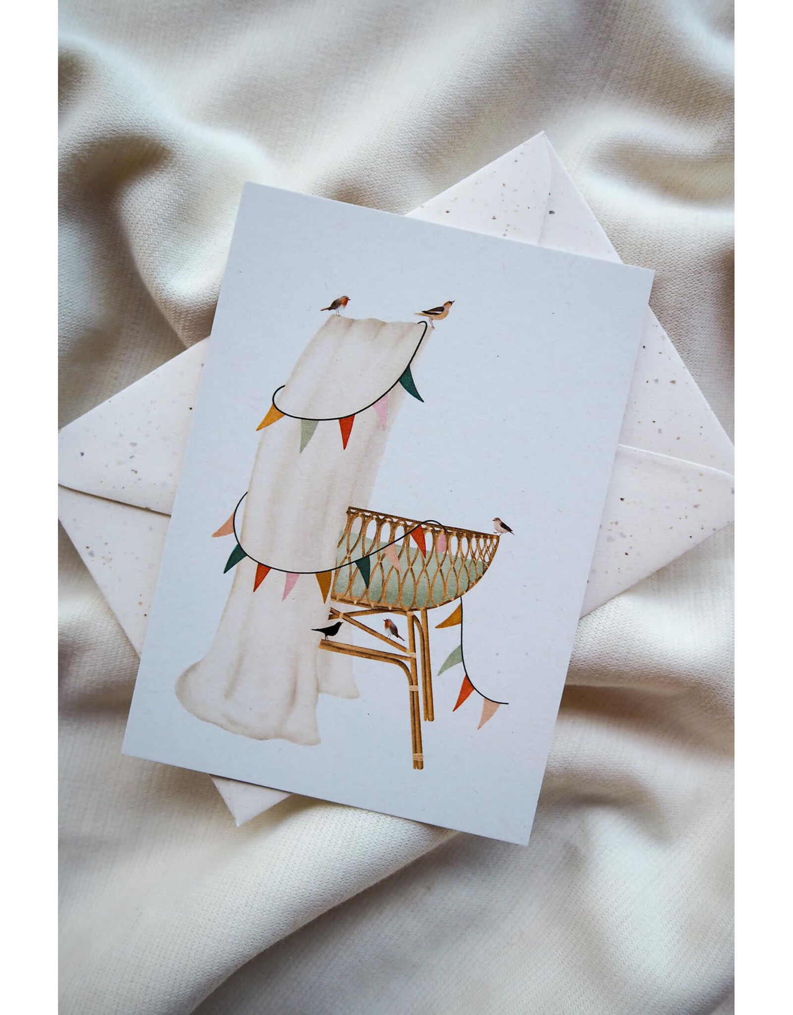 getekenddoorzusje Wenskaart - Wieg, Welkim lief kleintje - Postkaart + Envelop