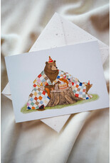 getekenddoorzusje Wenskaart - Dieren Partijtje - Postkaart + Envelop