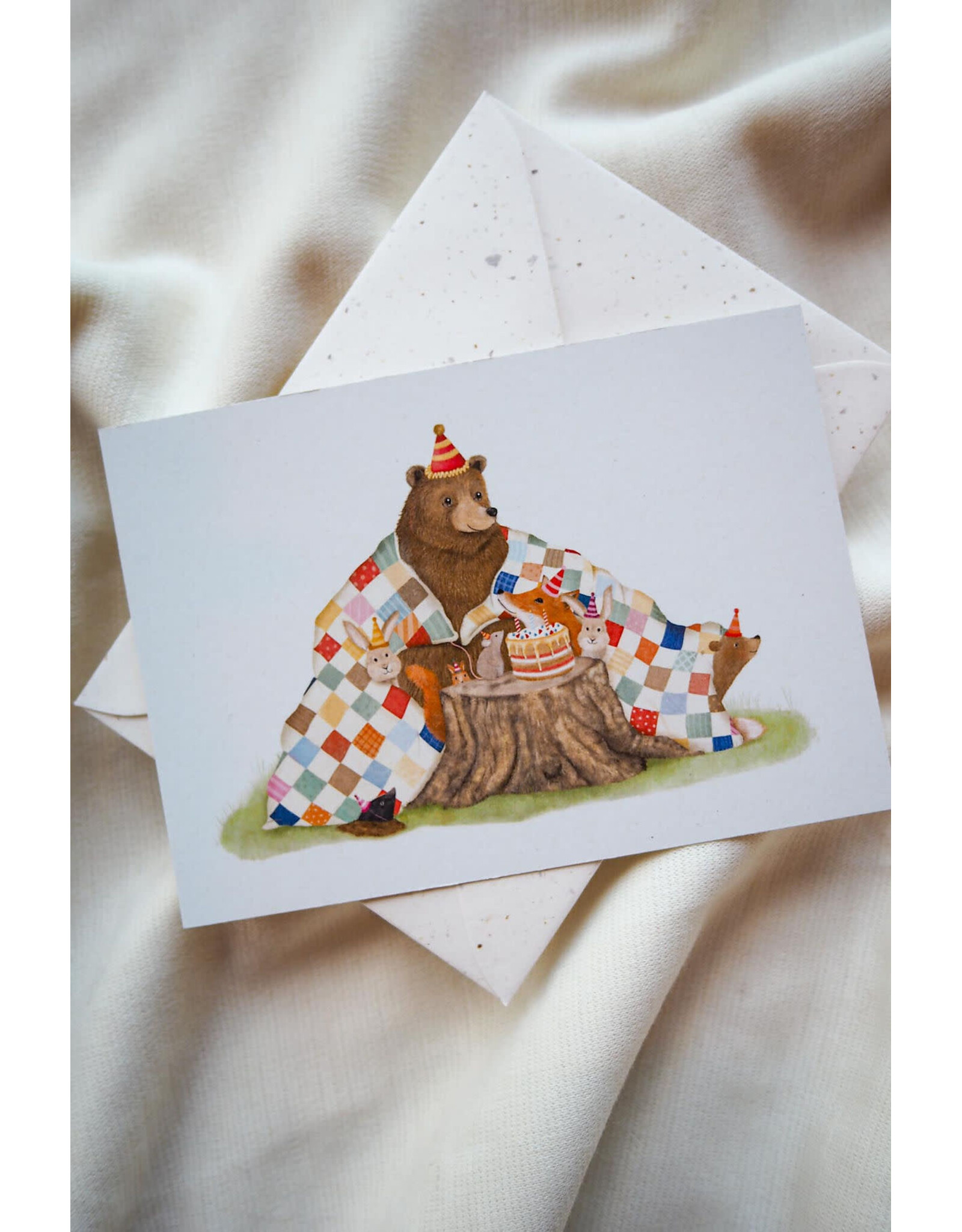 getekenddoorzusje Wenskaart - Dieren Partijtje - Postkaart + Envelop