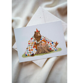 getekenddoorzusje Wenskaart - Dieren Partijtje - Postkaart + Envelop