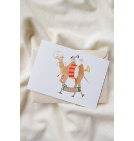 getekenddoorzusje Wenskaart - One-man Camel band - Postkaart + Envelop