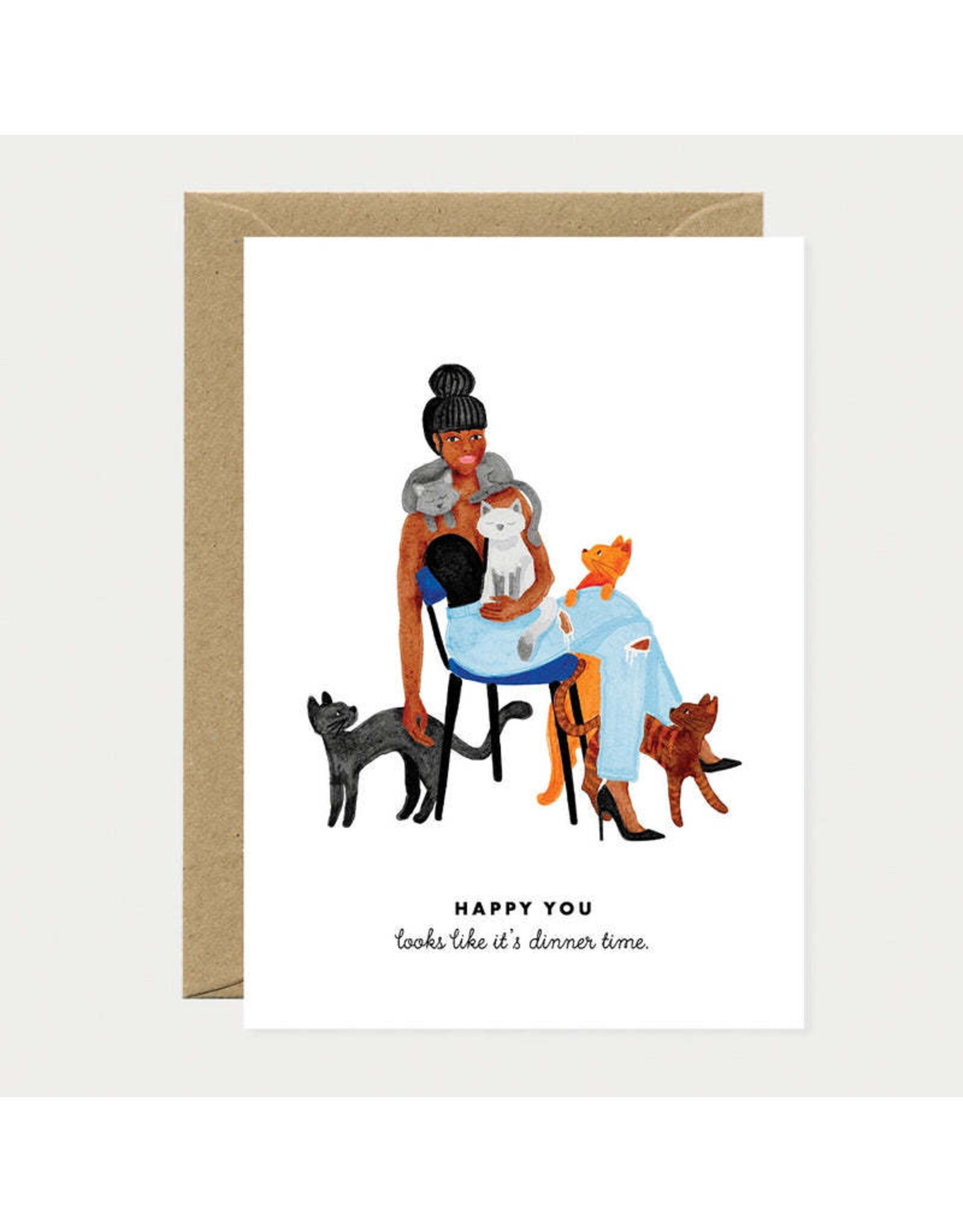 All The Ways to Say Wenskaart - Cat Dinner's time - Dubbele kaart + Envelop