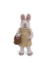 Gry & Sif Konijn wit, Gele jurk en Eieremandje - 14cm