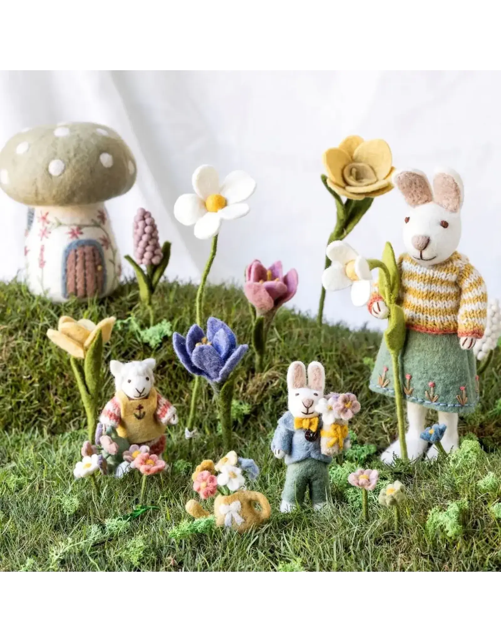 Gry & Sif Vilten Bloem - Anemoon - Wit - 32cm