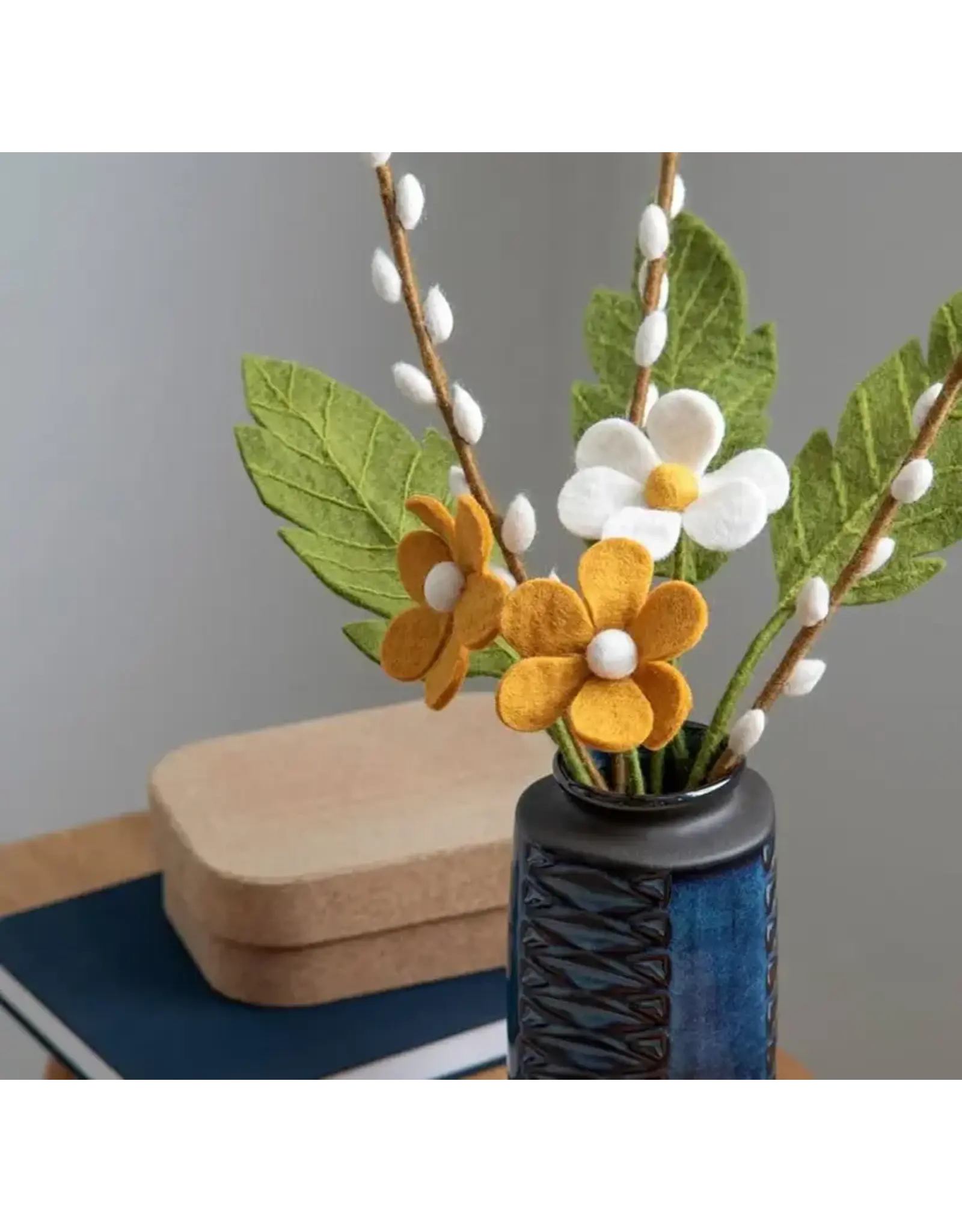 Gry & Sif Vilten Bloem - Anemoon - Wit - 32cm