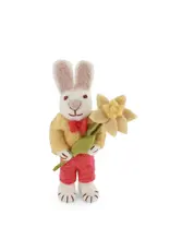 Gry & Sif Konijn Wit, Gele Jas & Daffodil - 13cm