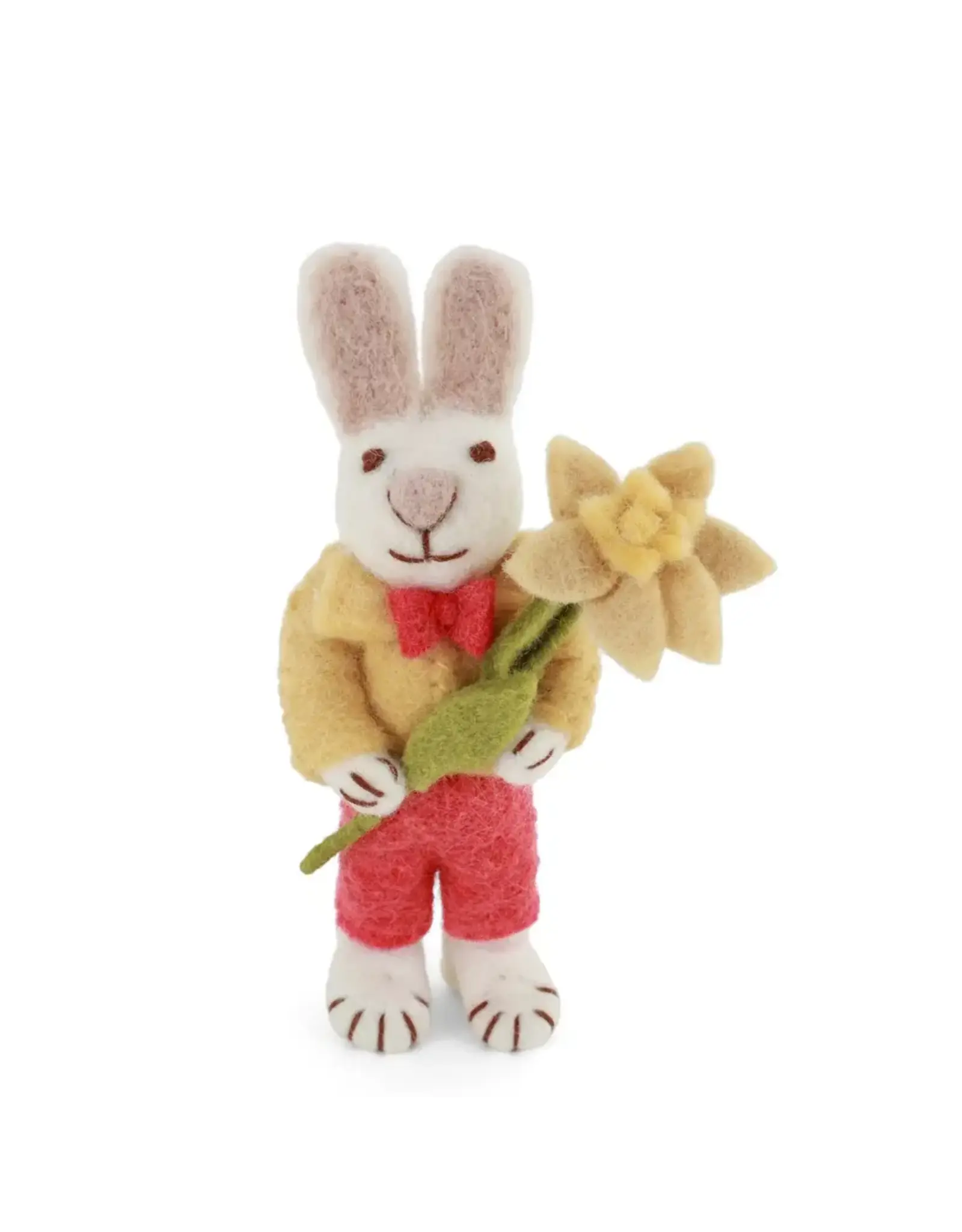 Gry & Sif Konijn Wit, Gele Jas & Daffodil - 13cm