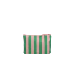 Kado Design Toilettasje - Stripes, Soft pink + Grass green - 26x3x17,5