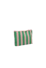 Kado Design Toilettasje - Stripes, Soft pink + Grass green - 26x3x17,5