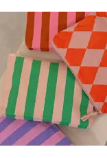 Kado Design Toilettasje - Stripes, Soft pink + Grass green - 26x3x17,5